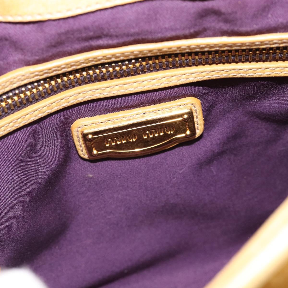 Miu Miu Matelasse Hand Bag Leather 2way Yellow Gold Auth 182016V