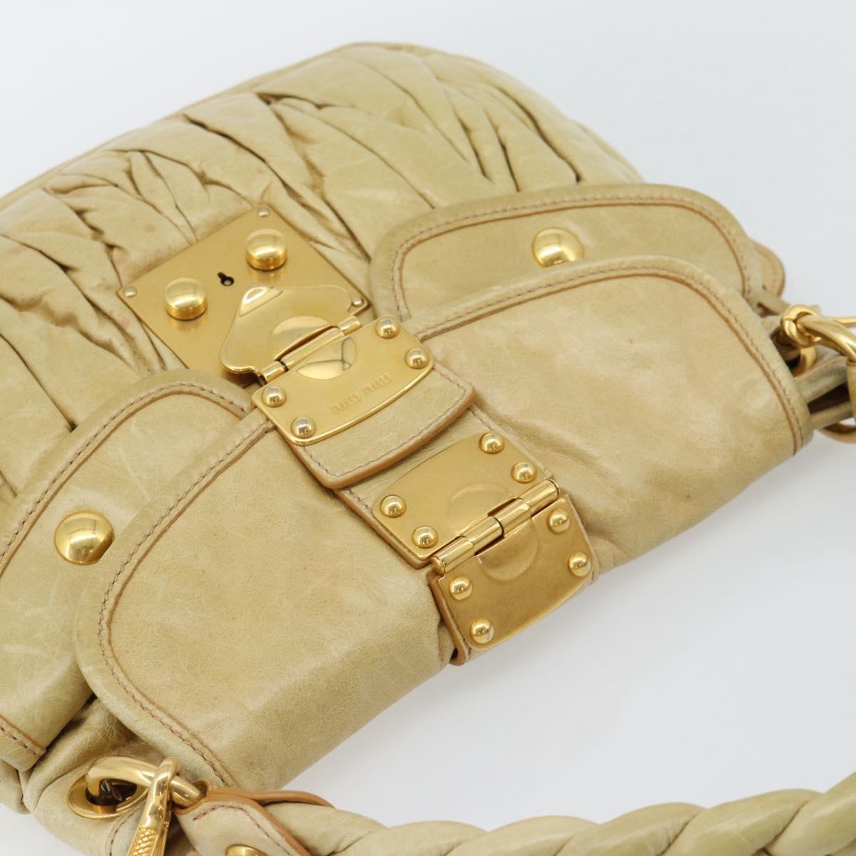 Miu Miu Matelasse Hand Bag Leather 2way Yellow Gold Auth 182016V