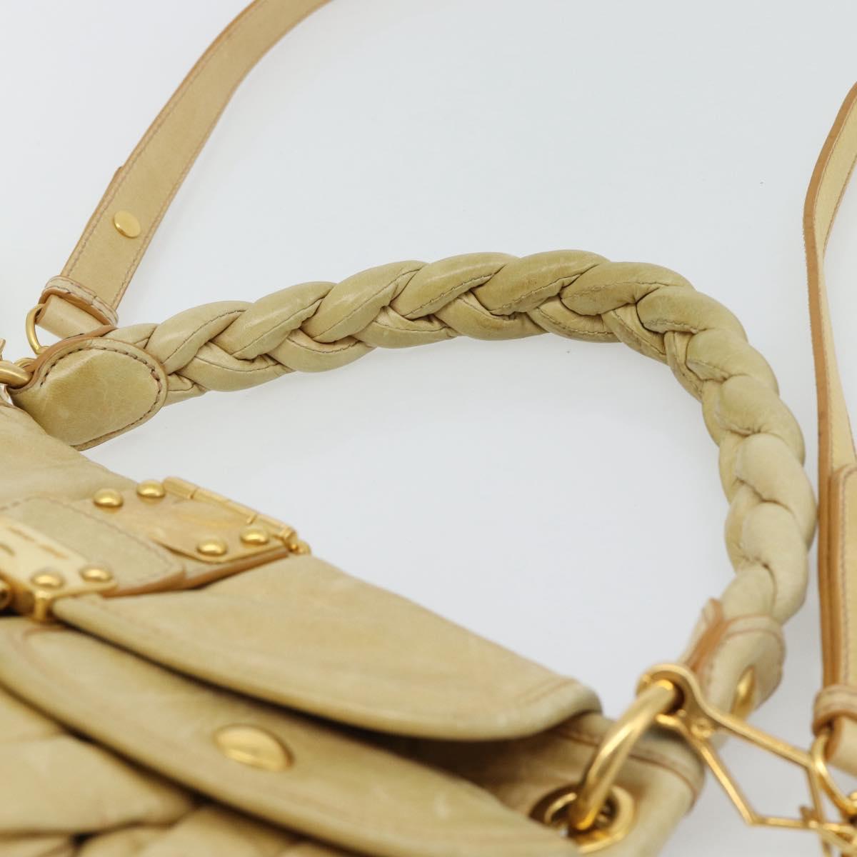 Miu Miu Matelasse Hand Bag Leather 2way Yellow Gold Auth 182016V