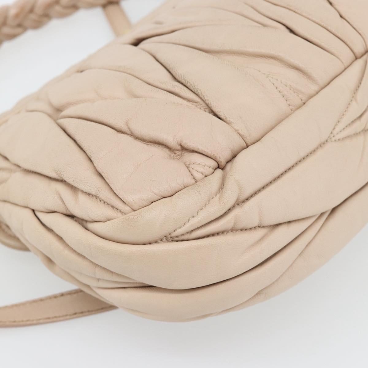 Miu Miu Matelasse Hand Bag Leather 2way Pink Gold Auth 182017A