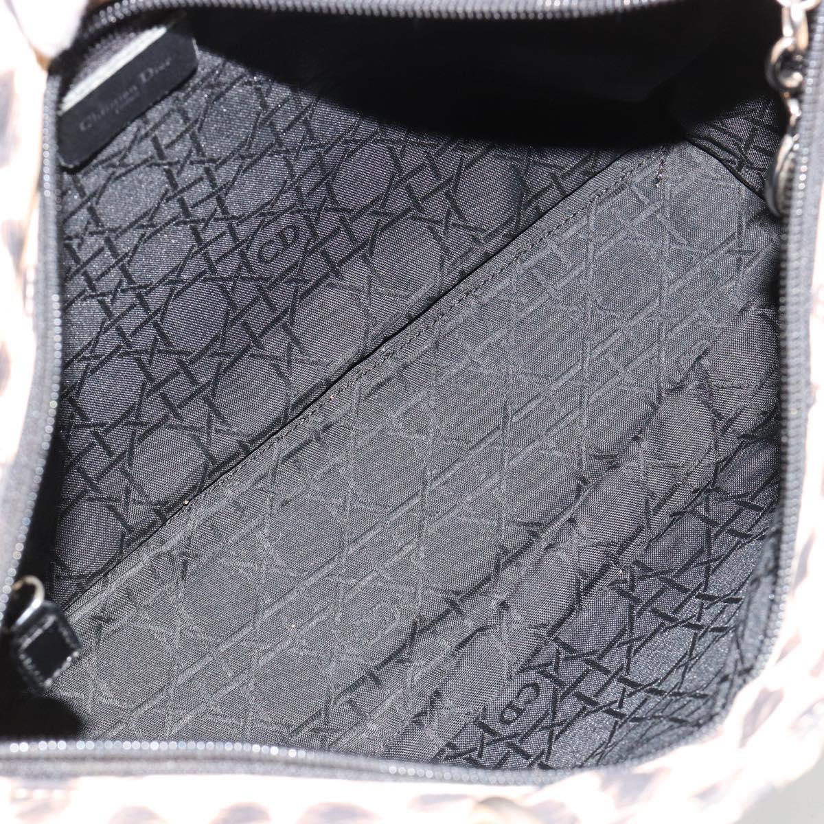 Christian Dior Canage Lady Dior Hand Bag Nylon Beige Silver Auth 182018V
