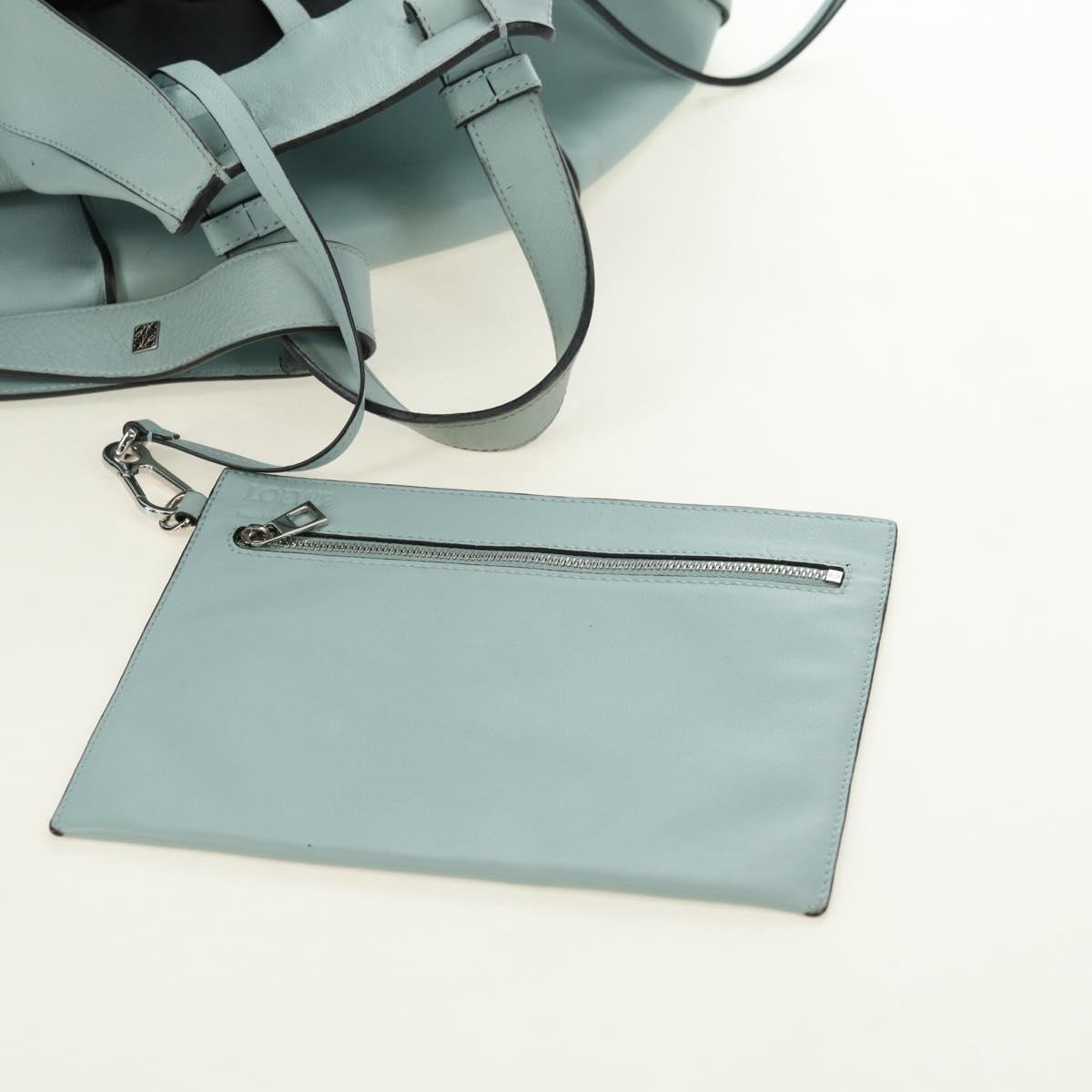 LOEWE Hammock Medium Hand Bag Leather 2way Light Blue Silver Auth 182026V