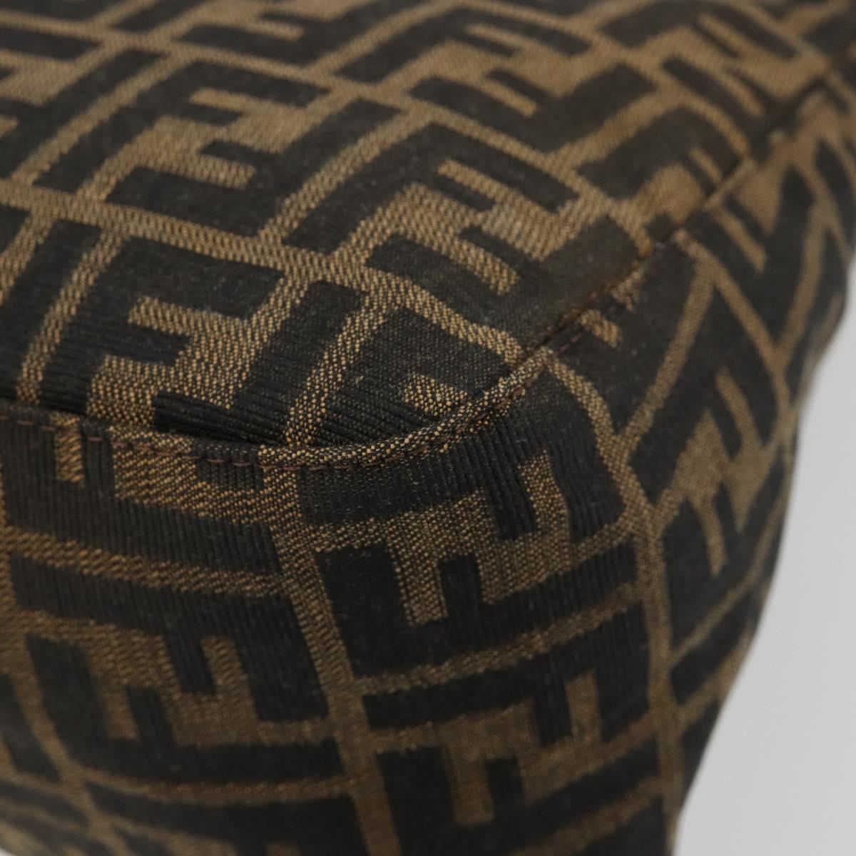 FENDI Zucca Canvas Mamma Baguette Shoulder Bag Black Brown Auth 182028SAM