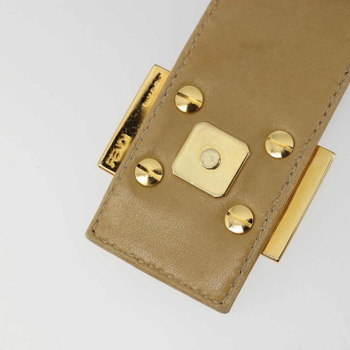 FENDI Mamma Baguette Shoulder Bag Suede Beige Gold Auth 182030V