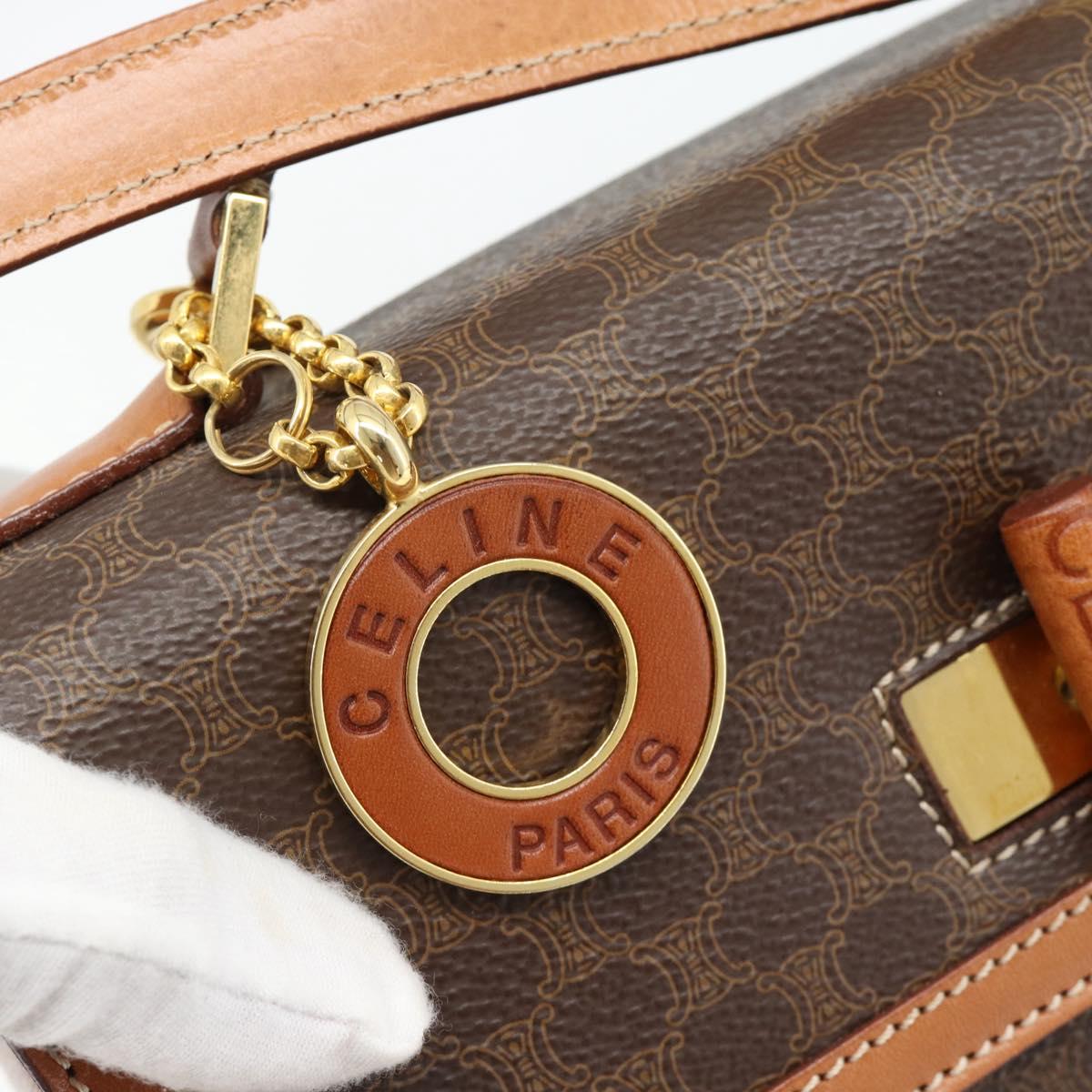 CELINE Macadam Canvas Hand Bag PVC Leather 2way Brown Gold Auth 182040A