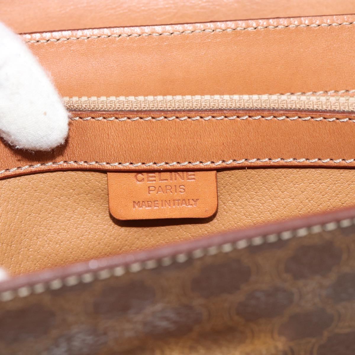 CELINE Macadam Canvas Hand Bag PVC Leather 2way Brown Gold Auth 182040A