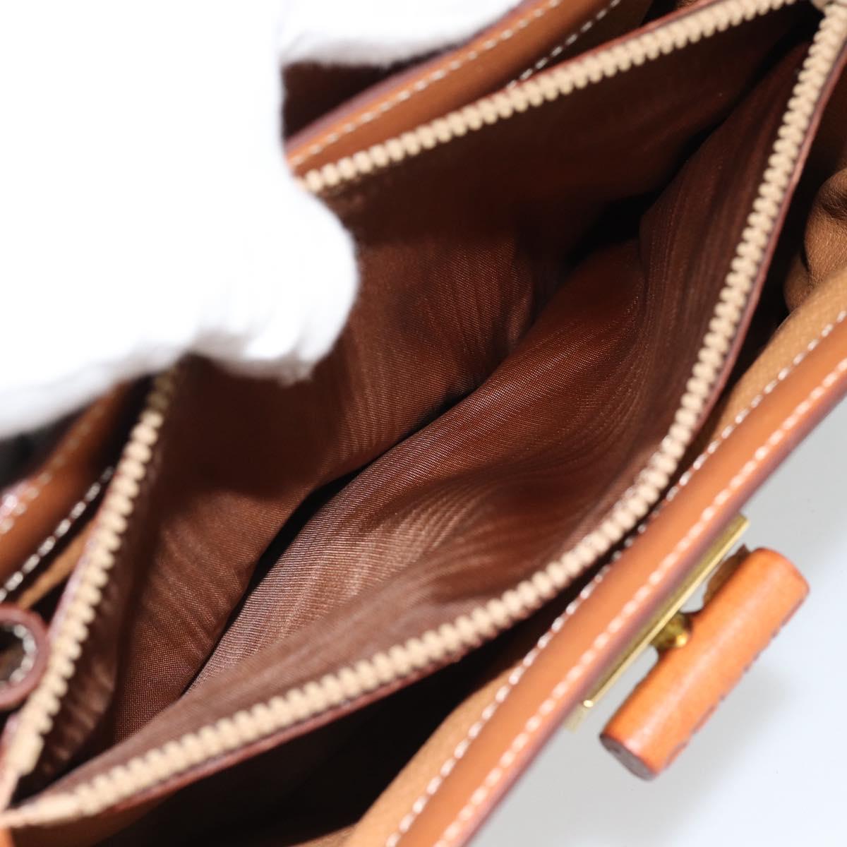 CELINE Macadam Canvas Hand Bag PVC Leather 2way Brown Gold Auth 182040A