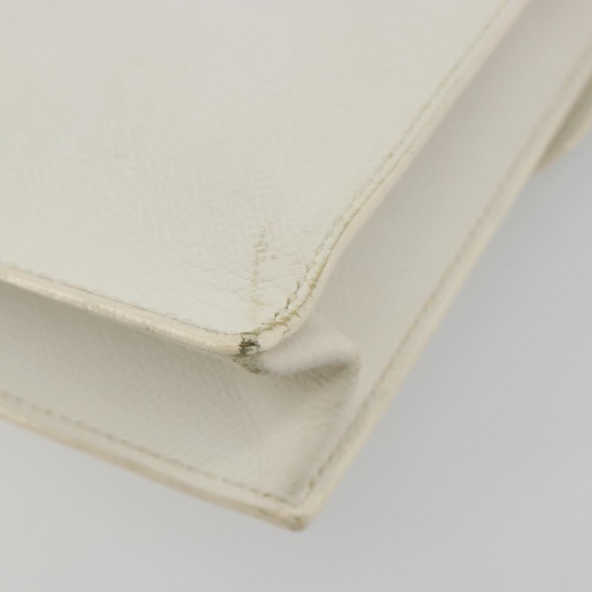 HERMES Sac Adepeche 27 Hand Bag Leather White Silver Auth 182041A