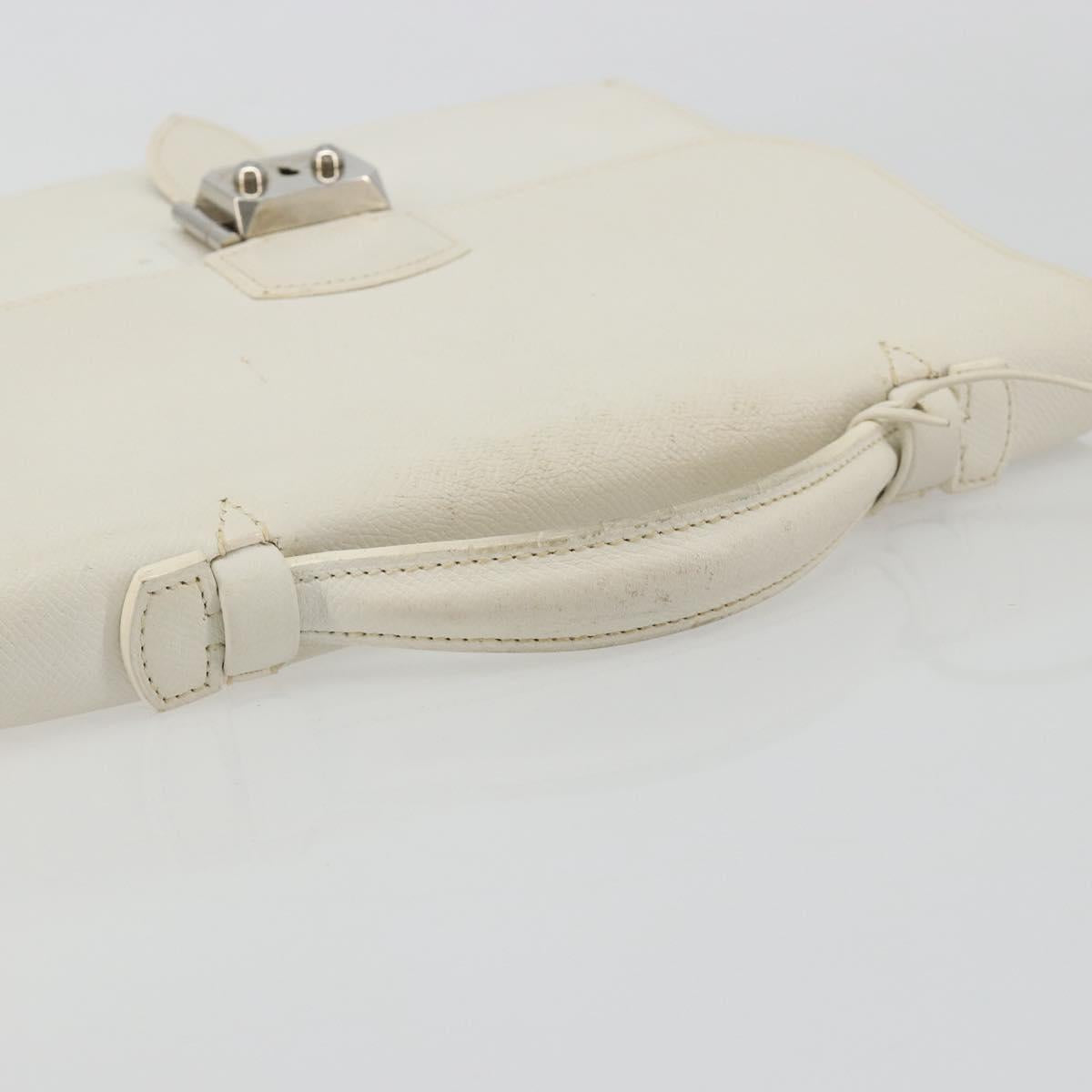 HERMES Sac Adepeche 27 Hand Bag Leather White Silver Auth 182041A