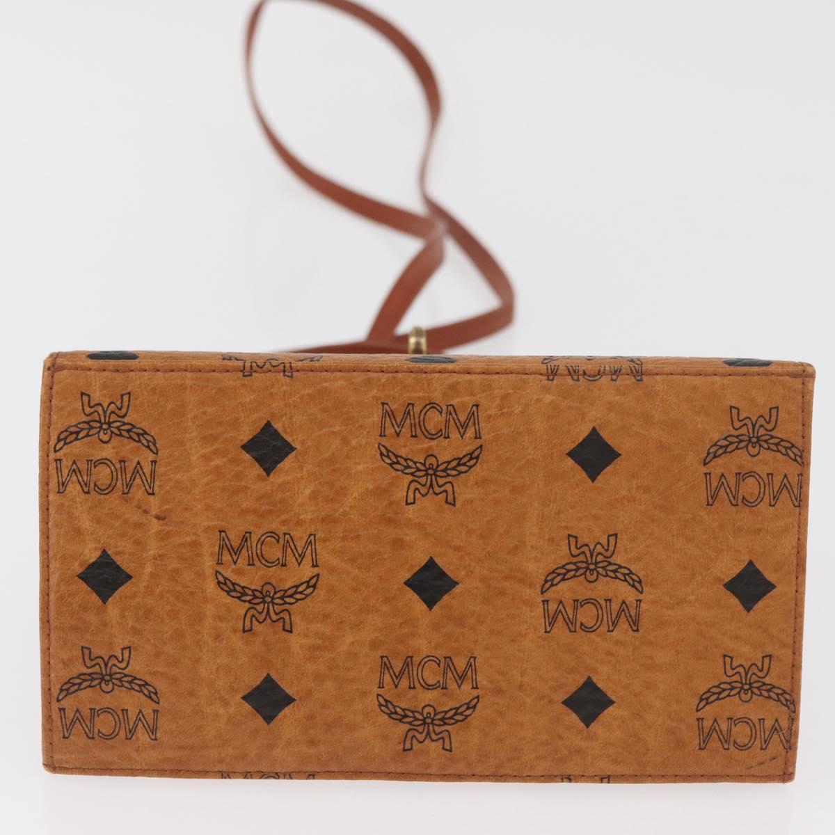 MCM Vicetos Logogram Hand Bag PVC Leather 2way Brown Gold Auth 182043A