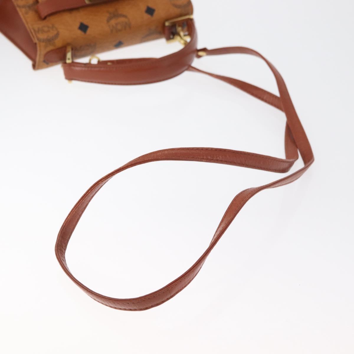 MCM Vicetos Logogram Hand Bag PVC Leather 2way Brown Gold Auth 182043A