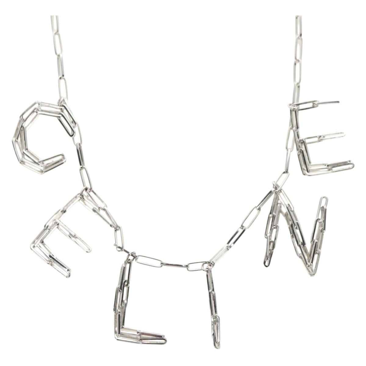 CELINE Necklace metal Silver Auth 182048M