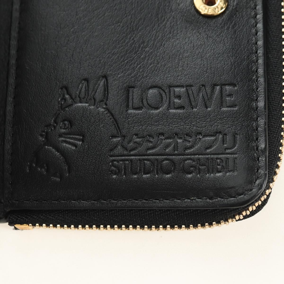 LOEWE Ghibli Collaboration Compact Wallet Leather Black Gold Auth 182050SM