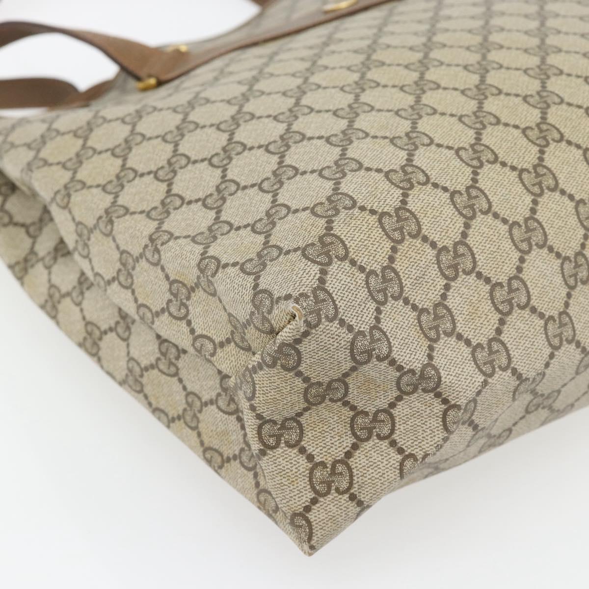 GUCCI GG Supreme Tote Bag PVC Beige Gold 39 02 061 Auth 182069