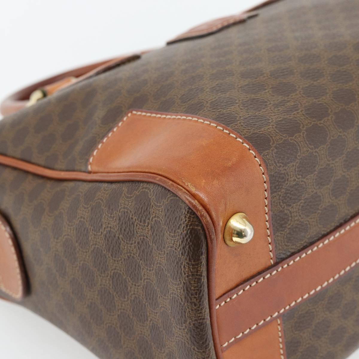 CELINE Macadam Canvas Hand Bag PVC Leather Brown Gold Auth 182072A