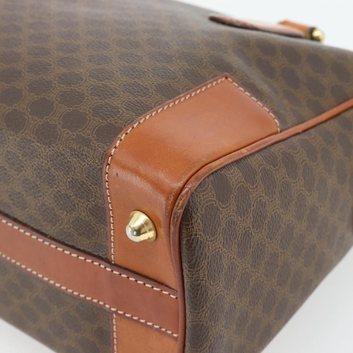 CELINE Macadam Canvas Hand Bag PVC Leather Brown Gold Auth 182072A