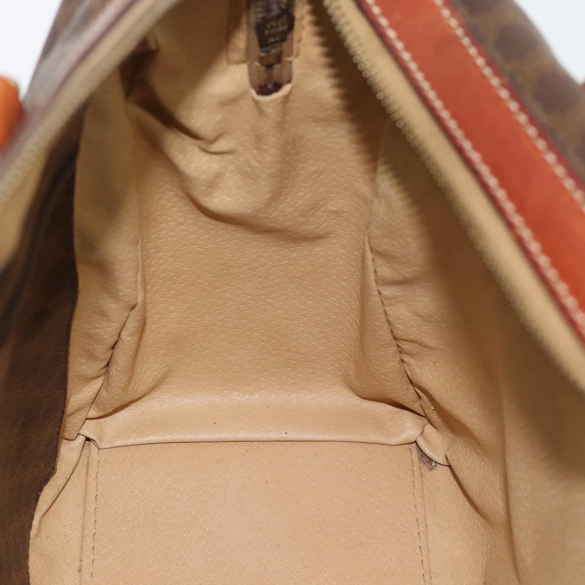 CELINE Macadam Canvas Hand Bag PVC Leather Brown Gold Auth 182072A