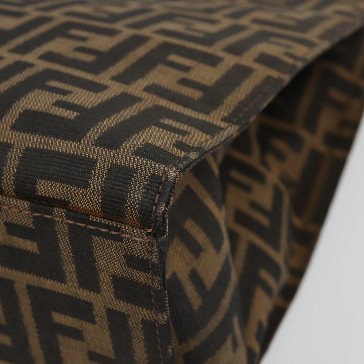 FENDI Zucca Canvas Mamma Baguette Tote Bag Black Brown Auth 182074