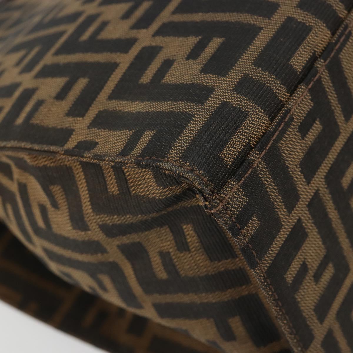 FENDI Zucca Canvas Mamma Baguette Tote Bag Black Brown Auth 182074