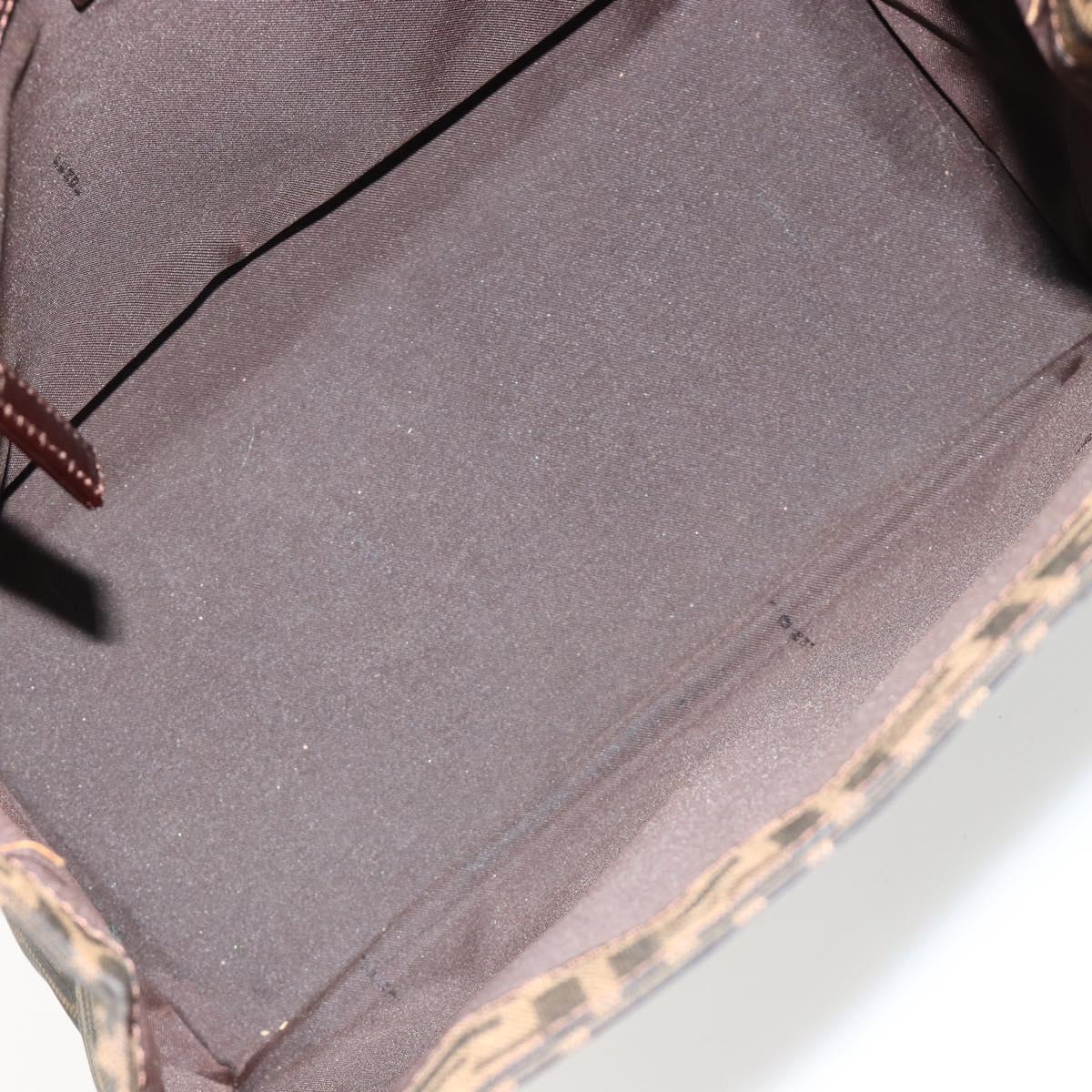 FENDI Zucca Canvas Mamma Baguette Tote Bag Black Brown Auth 182074