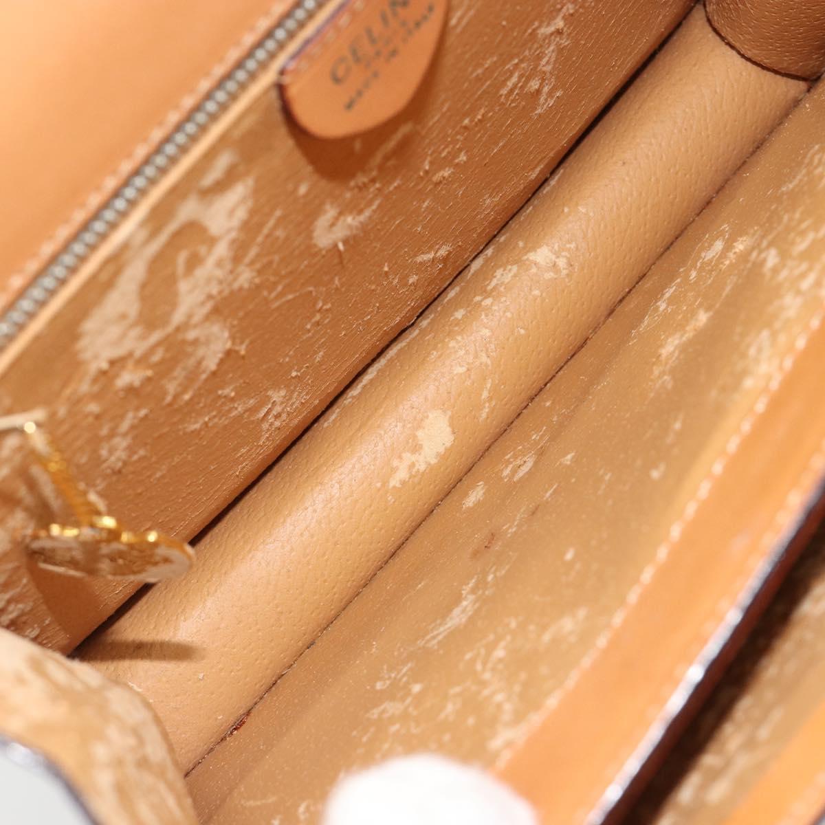 CELINE Macadam Canvas Hand Bag PVC Leather Brown Gold Auth 182076