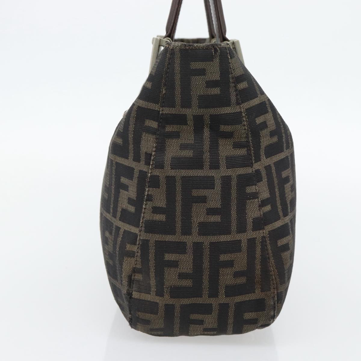 FENDI Zucca Canvas Hand Bag Black Brown Auth 182079
