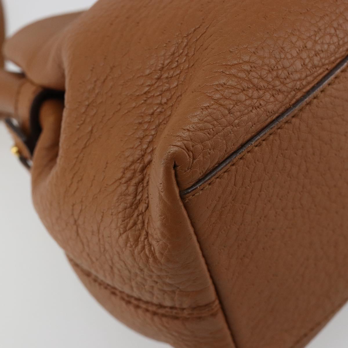 Salvatore Ferragamo Gancini Shoulder Bag Leather Brown Gold Auth 182081A