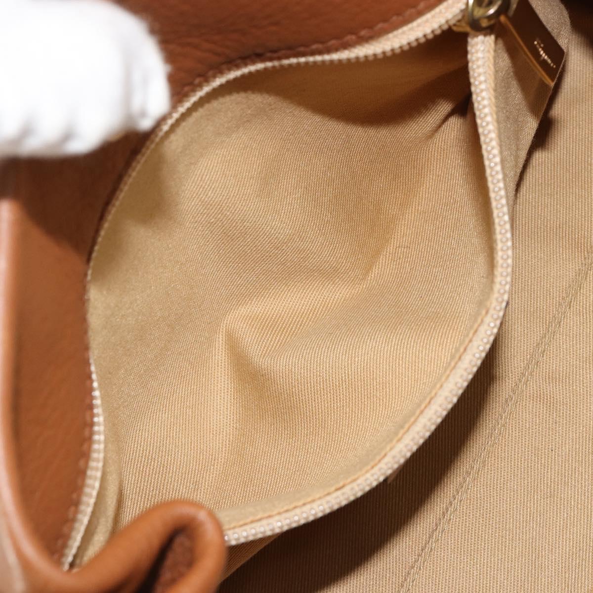 Salvatore Ferragamo Gancini Shoulder Bag Leather Brown Gold Auth 182081A