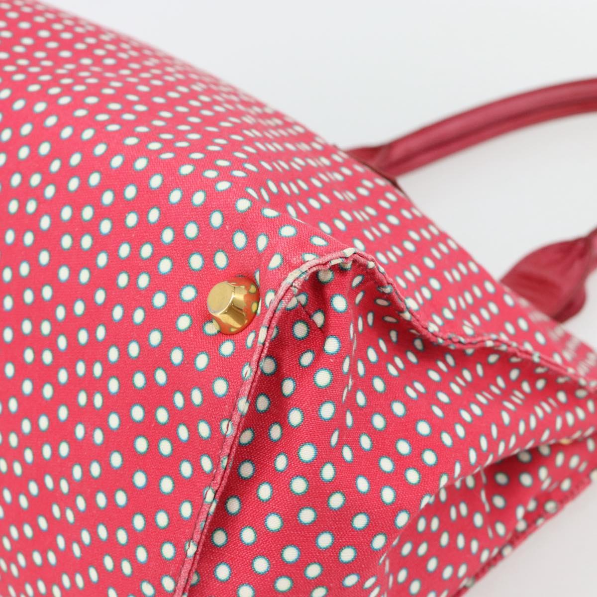 Miu Miu Tote Bag Canvas Gold Red Auth 182084A