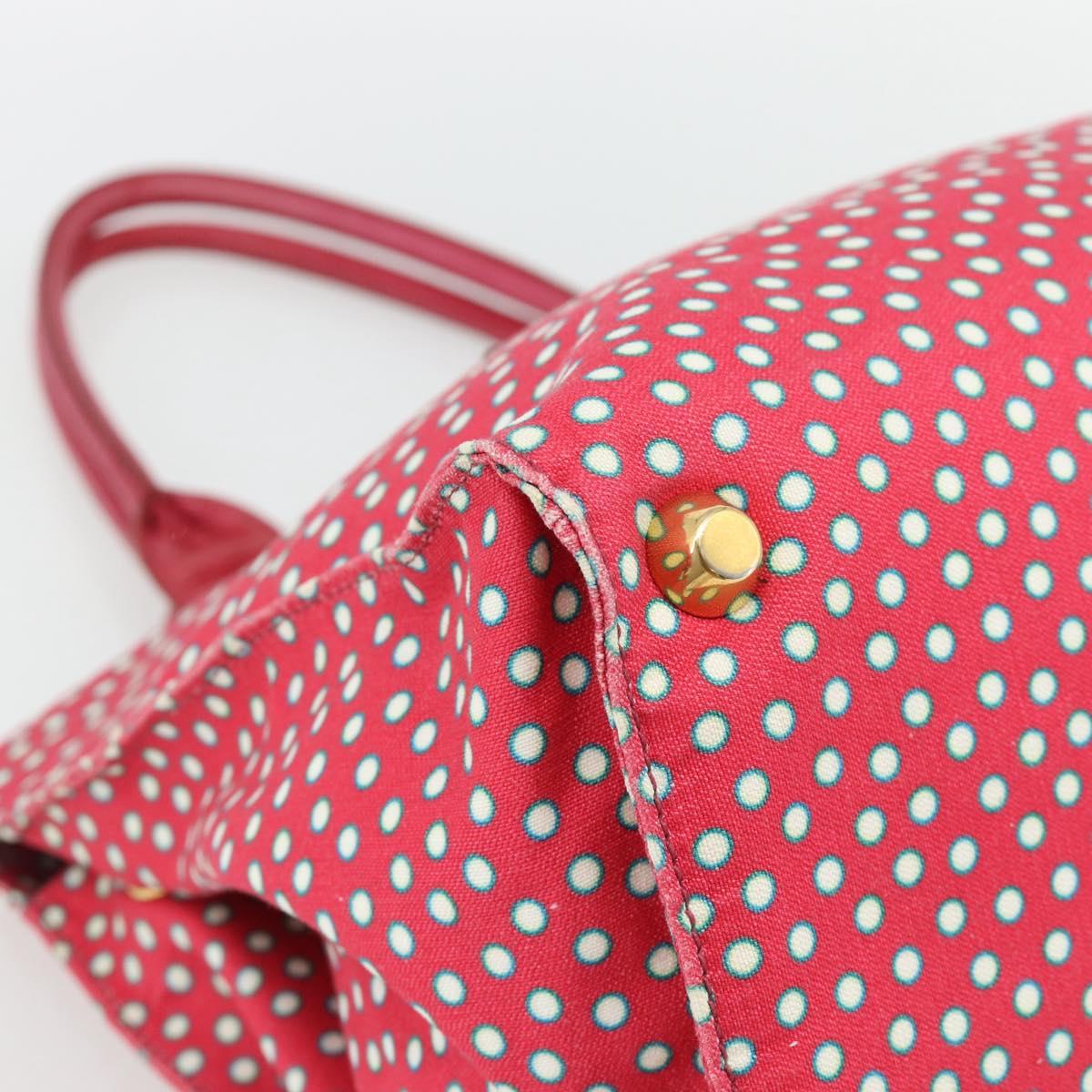Miu Miu Tote Bag Canvas Gold Red Auth 182084A