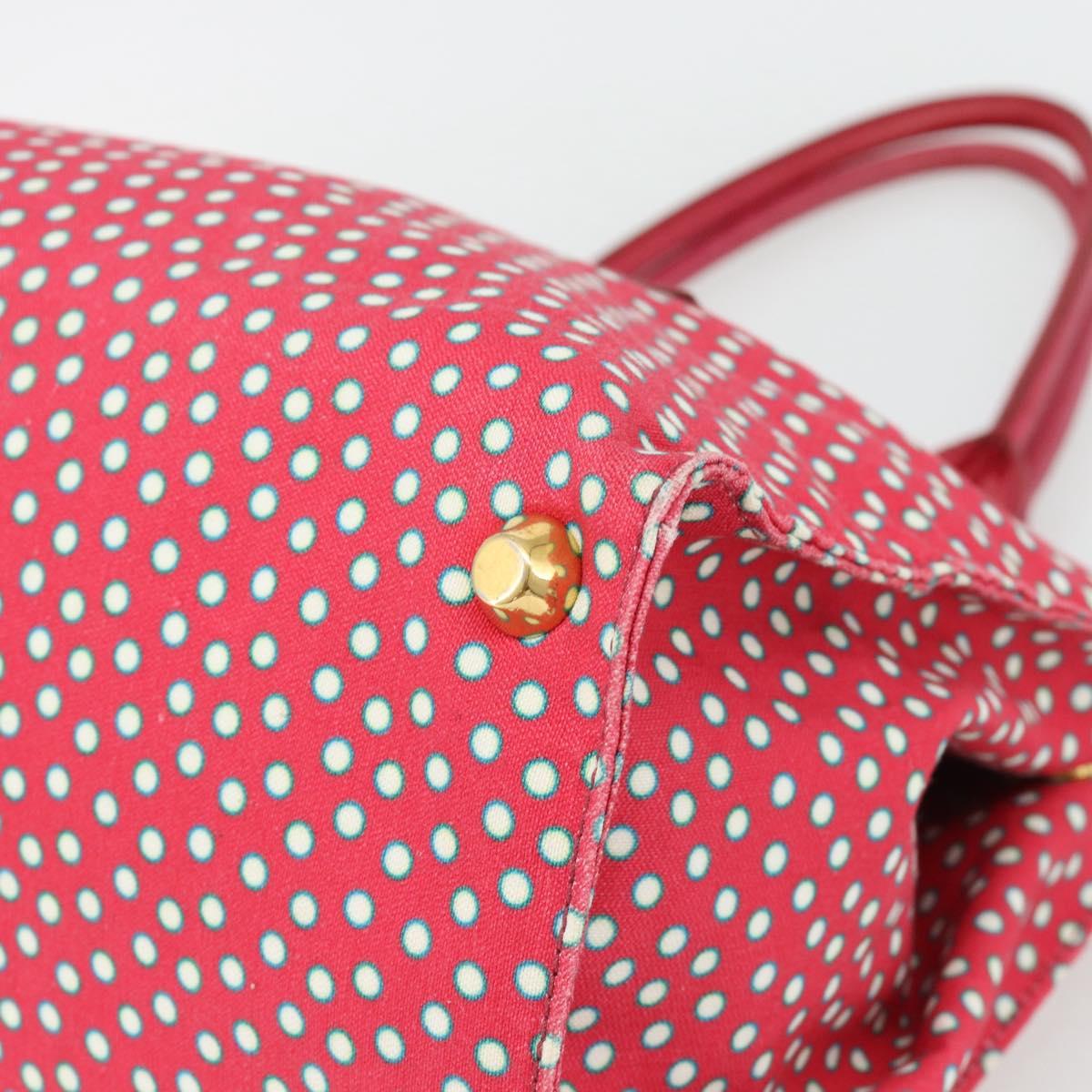 Miu Miu Tote Bag Canvas Gold Red Auth 182084A