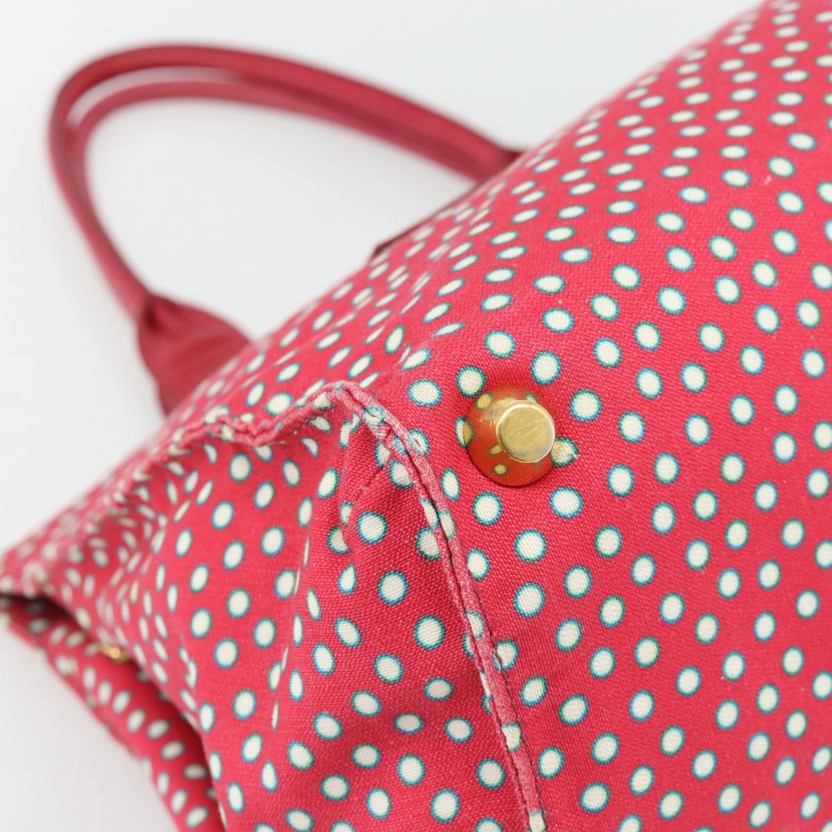 Miu Miu Tote Bag Canvas Gold Red Auth 182084A