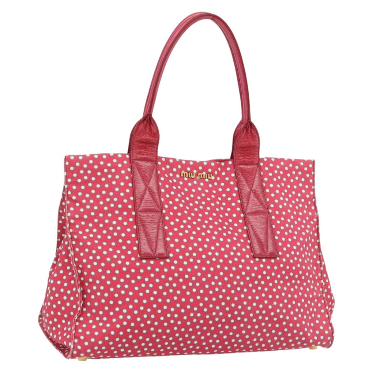 Miu Miu Tote Bag Canvas Gold Red Auth 182084A