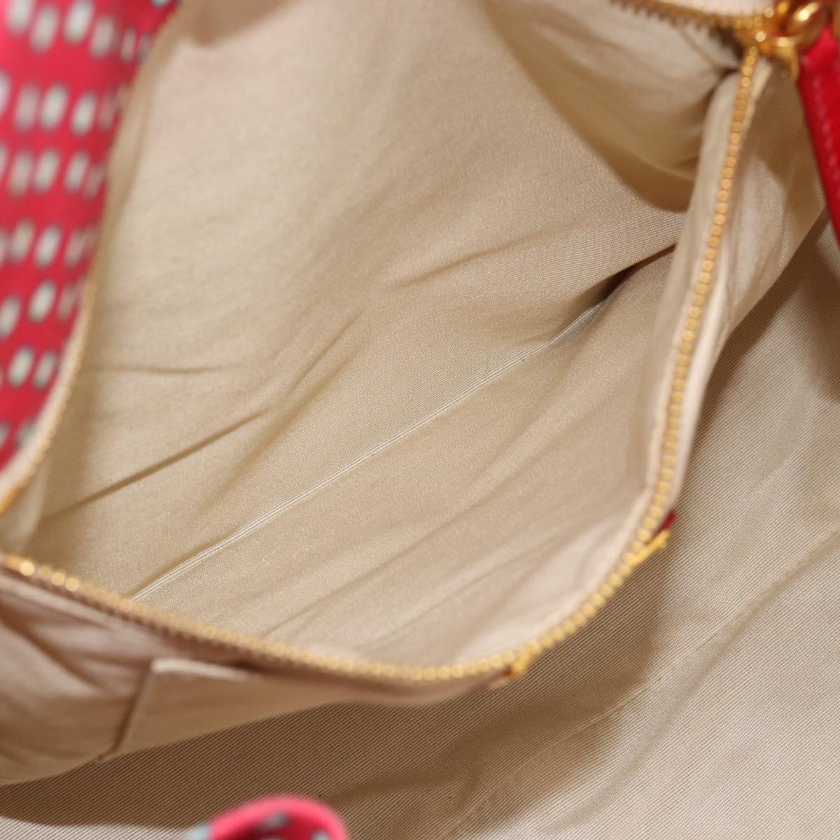 Miu Miu Tote Bag Canvas Gold Red Auth 182084A