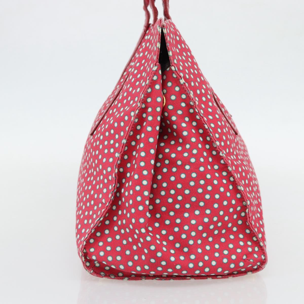 Miu Miu Tote Bag Canvas Gold Red Auth 182084A