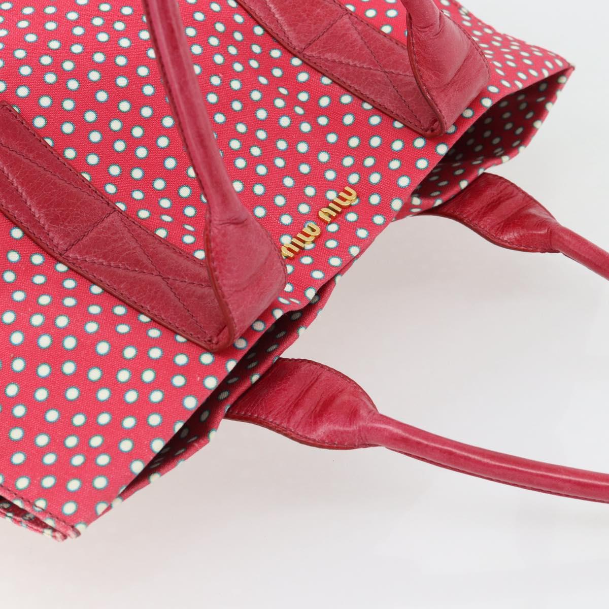 Miu Miu Tote Bag Canvas Gold Red Auth 182084A