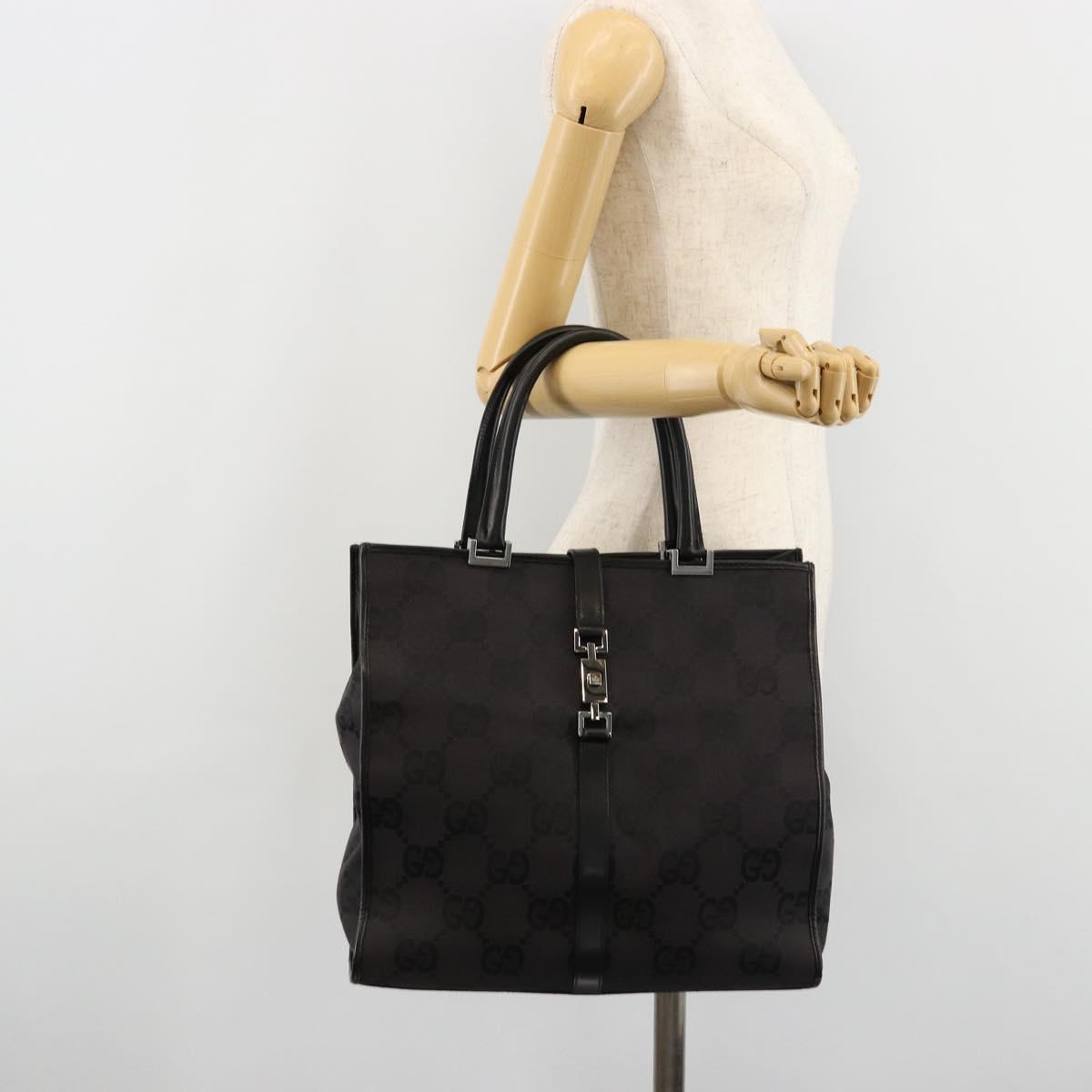 GUCCI GG Canvas Tote Bag Black Silver 002 1064 3444 Auth 182085A