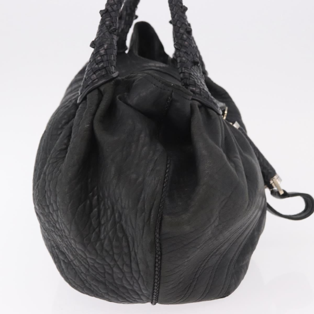 FENDI Spy bag Hand Bag Leather Black Gold Auth 182086