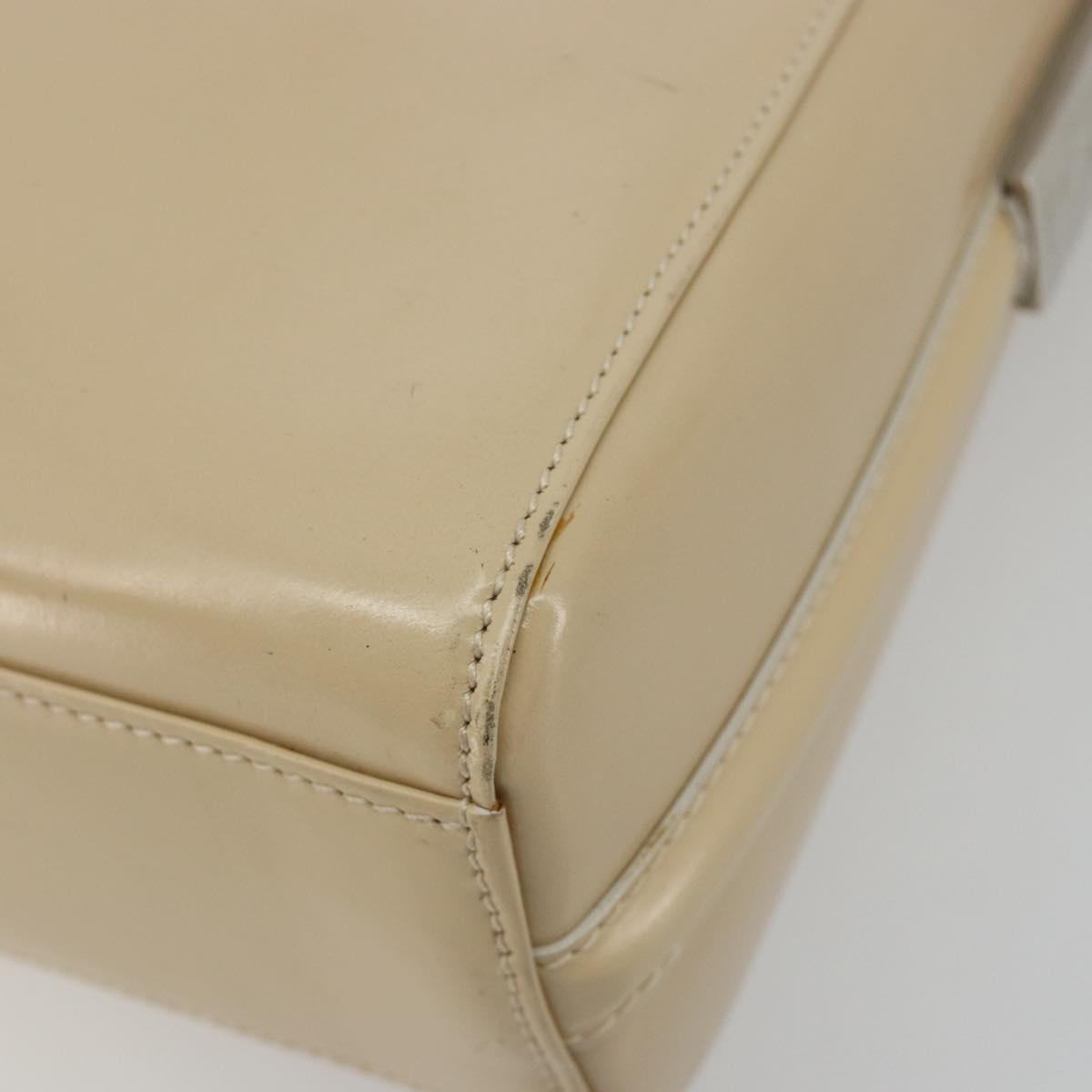 GUCCI Shoulder Bag Patent leather Beige Silver Auth 182087