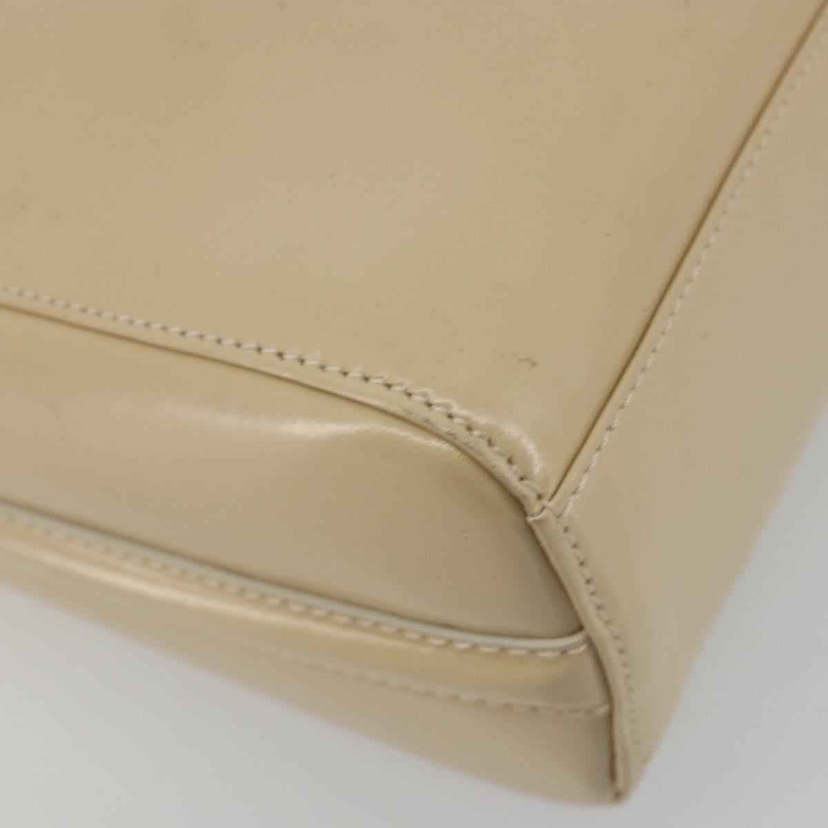 GUCCI Shoulder Bag Patent leather Beige Silver Auth 182087
