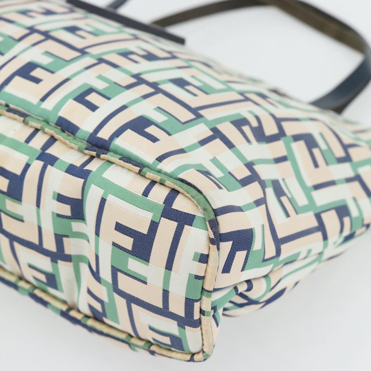 FENDI Zucca Canvas Hand Bag Navy Silver Auth 182088