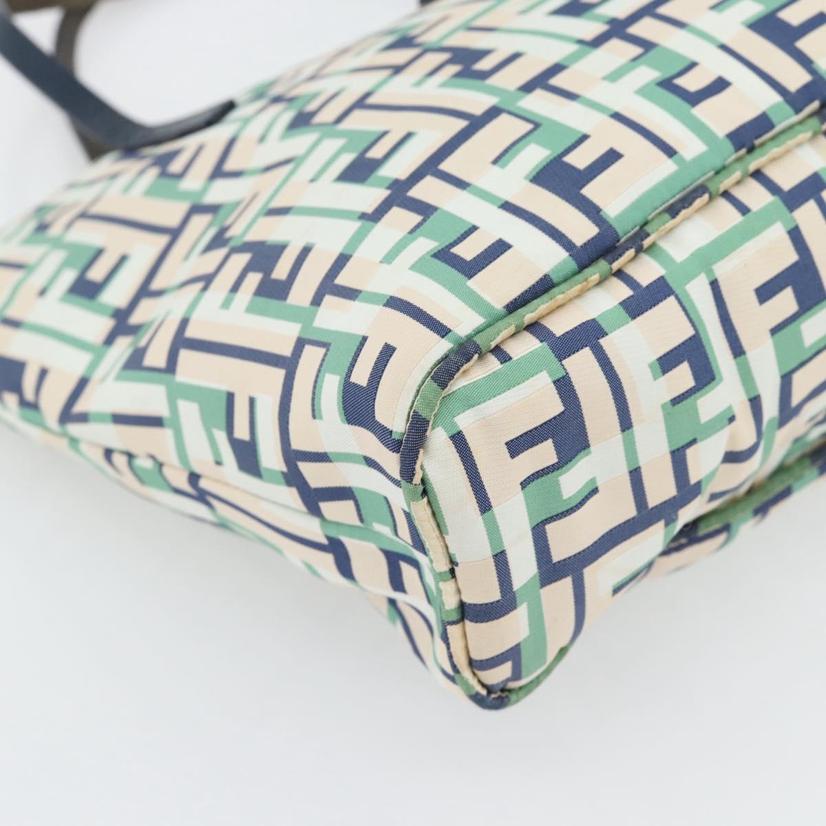 FENDI Zucca Canvas Hand Bag Navy Silver Auth 182088