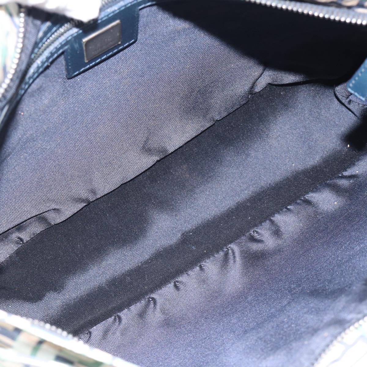 FENDI Zucca Canvas Hand Bag Navy Silver Auth 182088