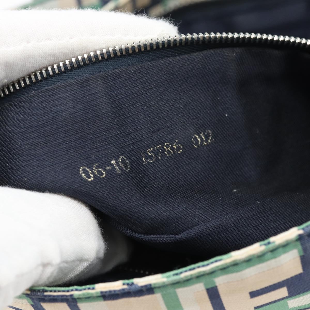 FENDI Zucca Canvas Hand Bag Navy Silver Auth 182088