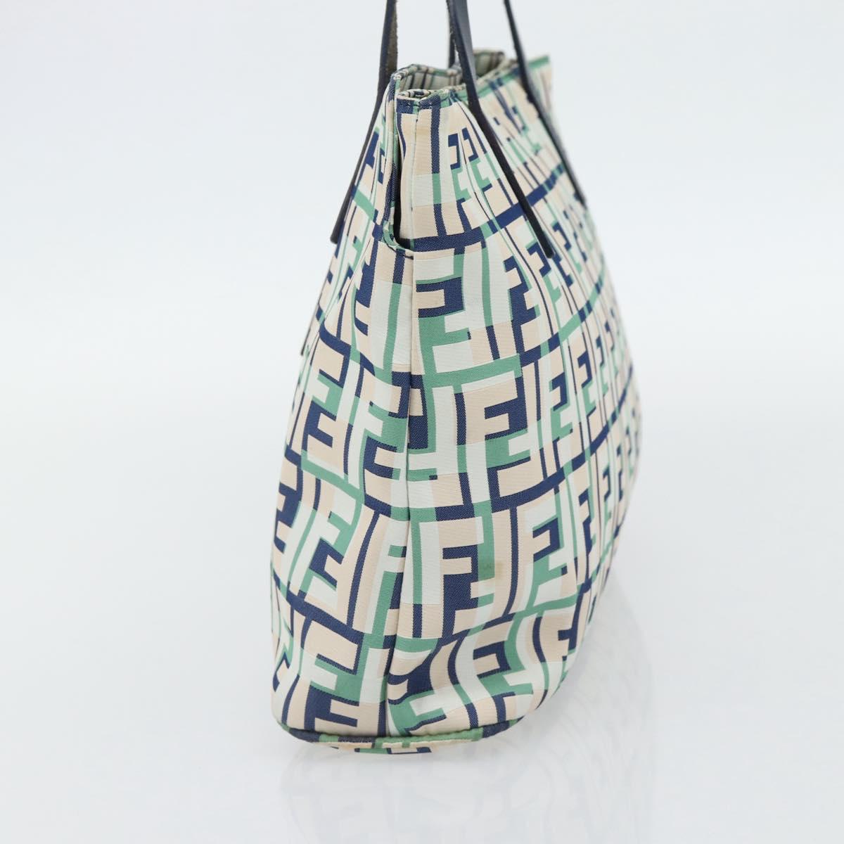 FENDI Zucca Canvas Hand Bag Navy Silver Auth 182088