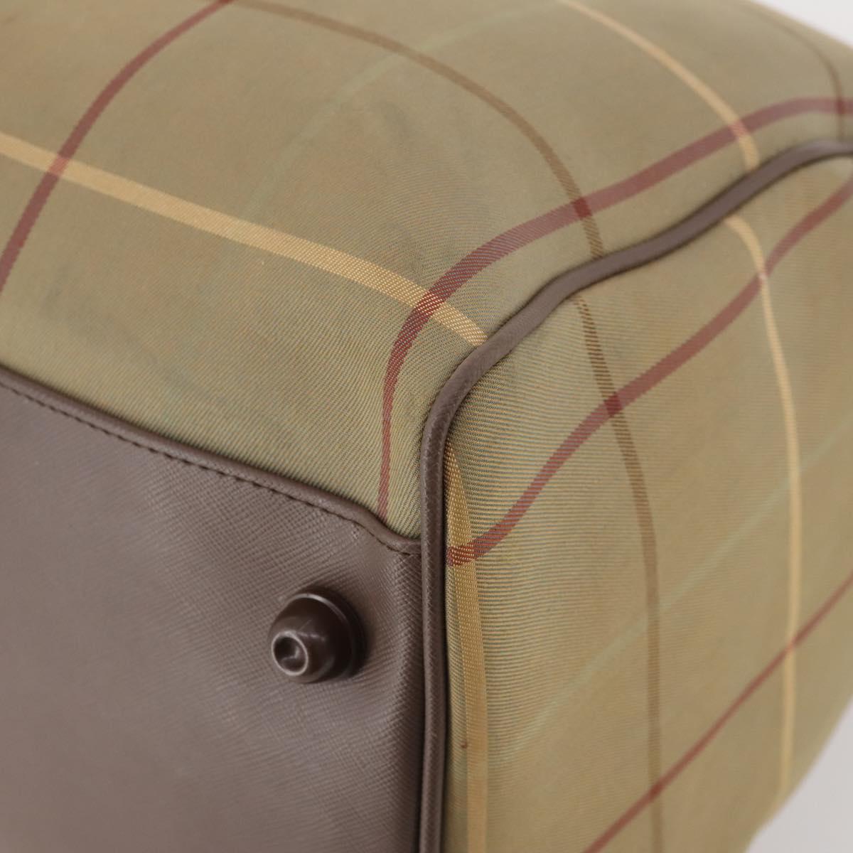 Burberrys Nova Check Boston Bag Canvas Beige Gold Auth 182091