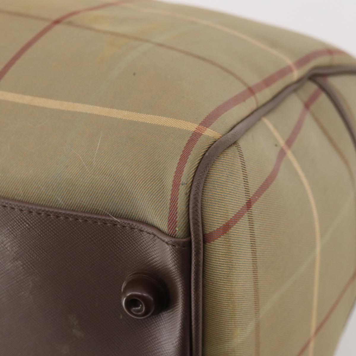 Burberrys Nova Check Boston Bag Canvas Beige Gold Auth 182091