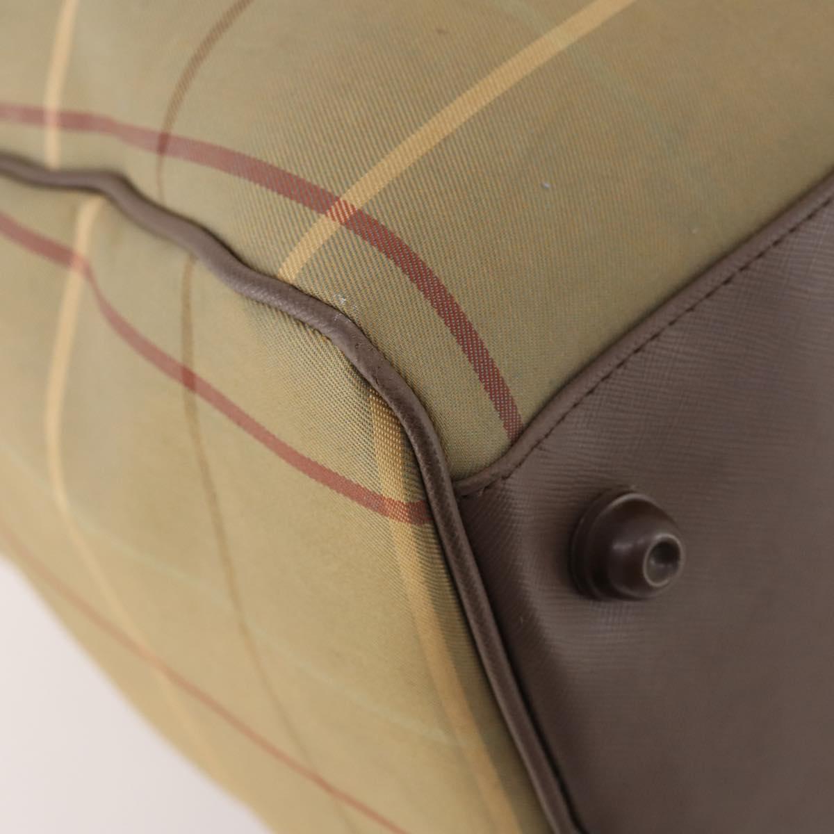 Burberrys Nova Check Boston Bag Canvas Beige Gold Auth 182091