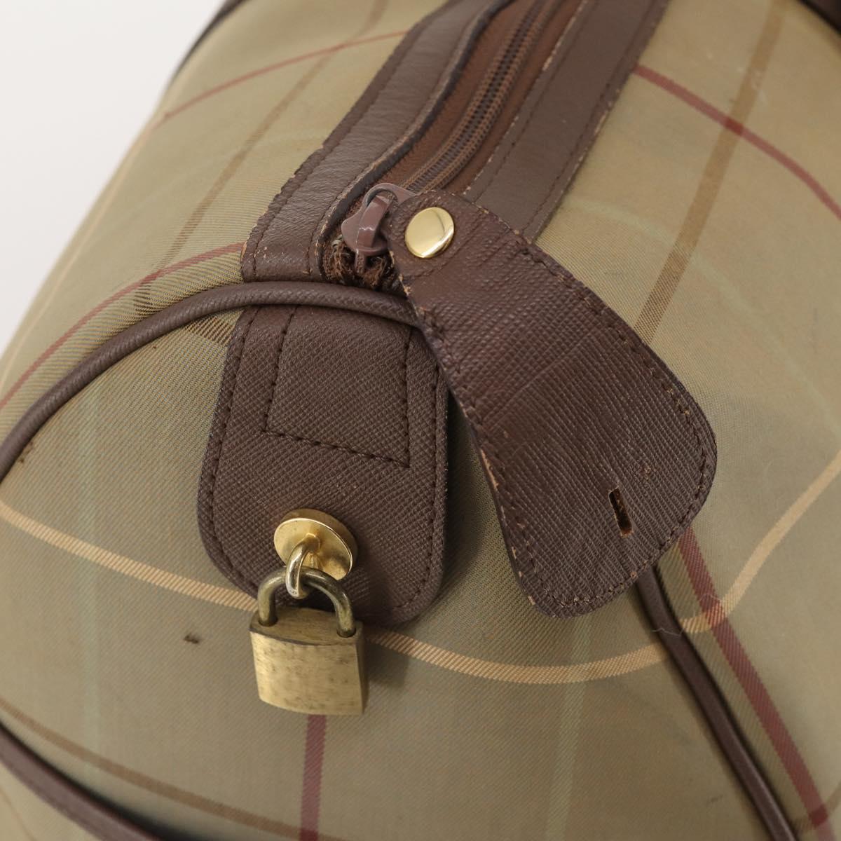 Burberrys Nova Check Boston Bag Canvas Beige Gold Auth 182091