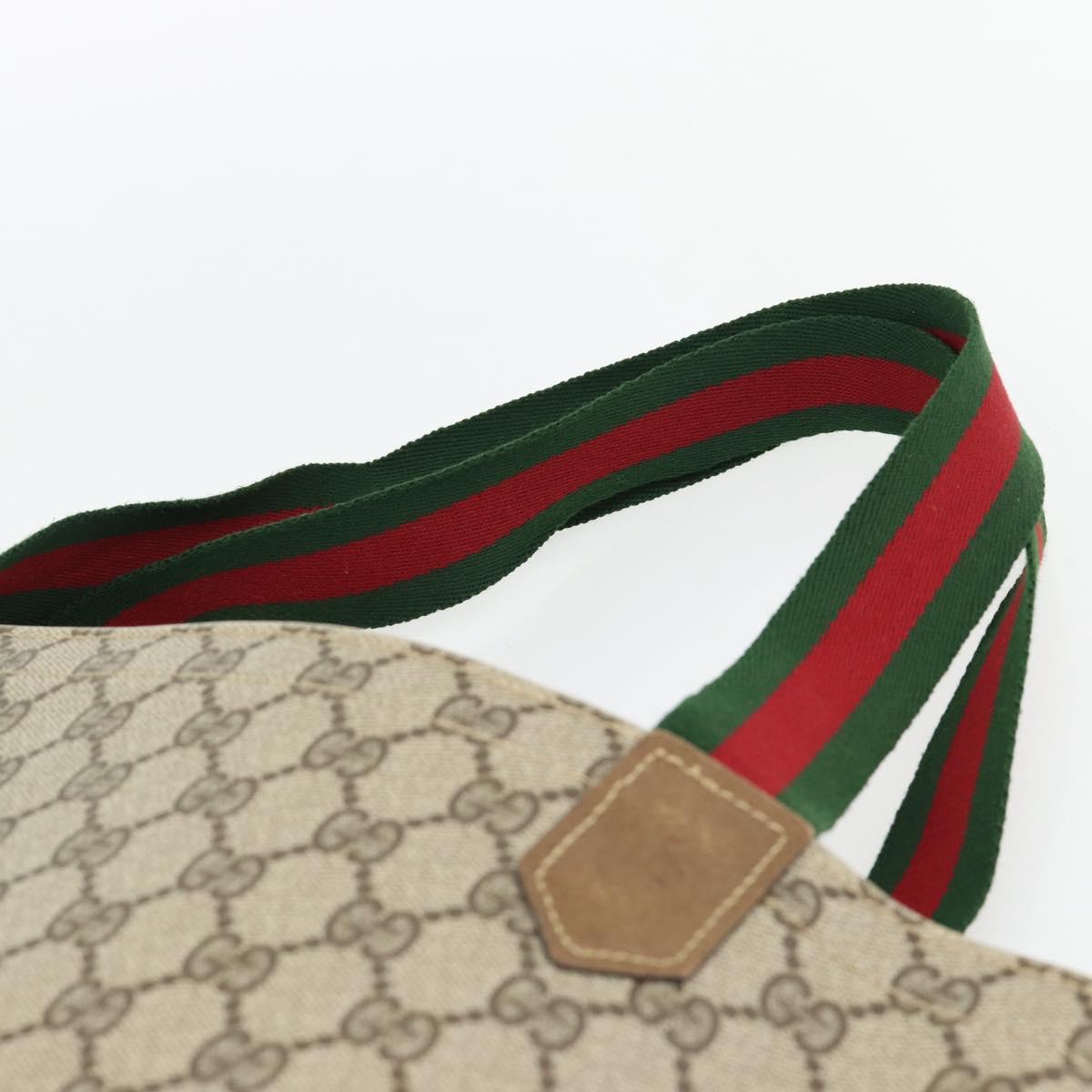 GUCCI GG Supreme Web Sherry Line Tote Bag PVC Beige Red Green Auth 182092